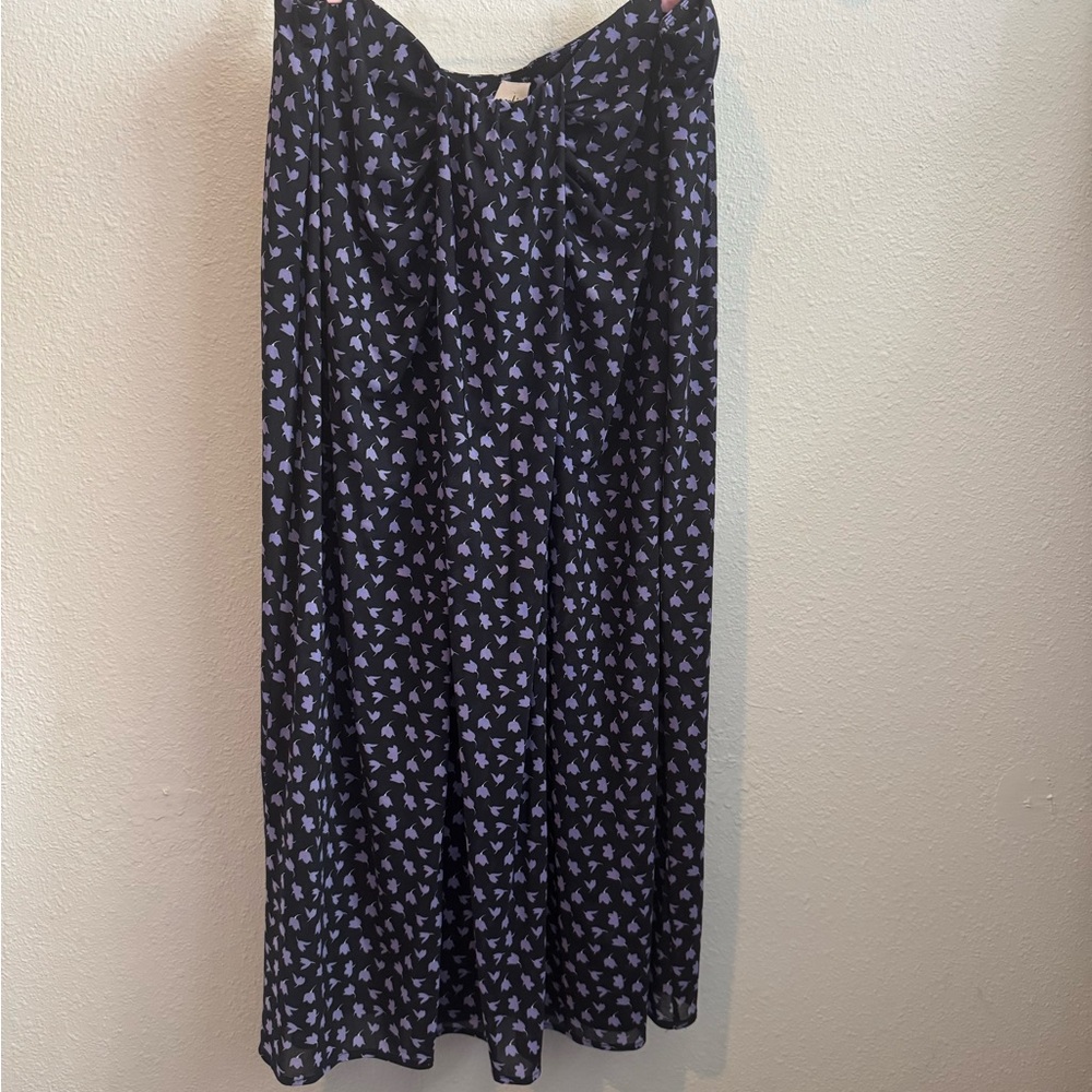 Cabi Women's Black Midi Skirt with Lavender Floral Print XXL